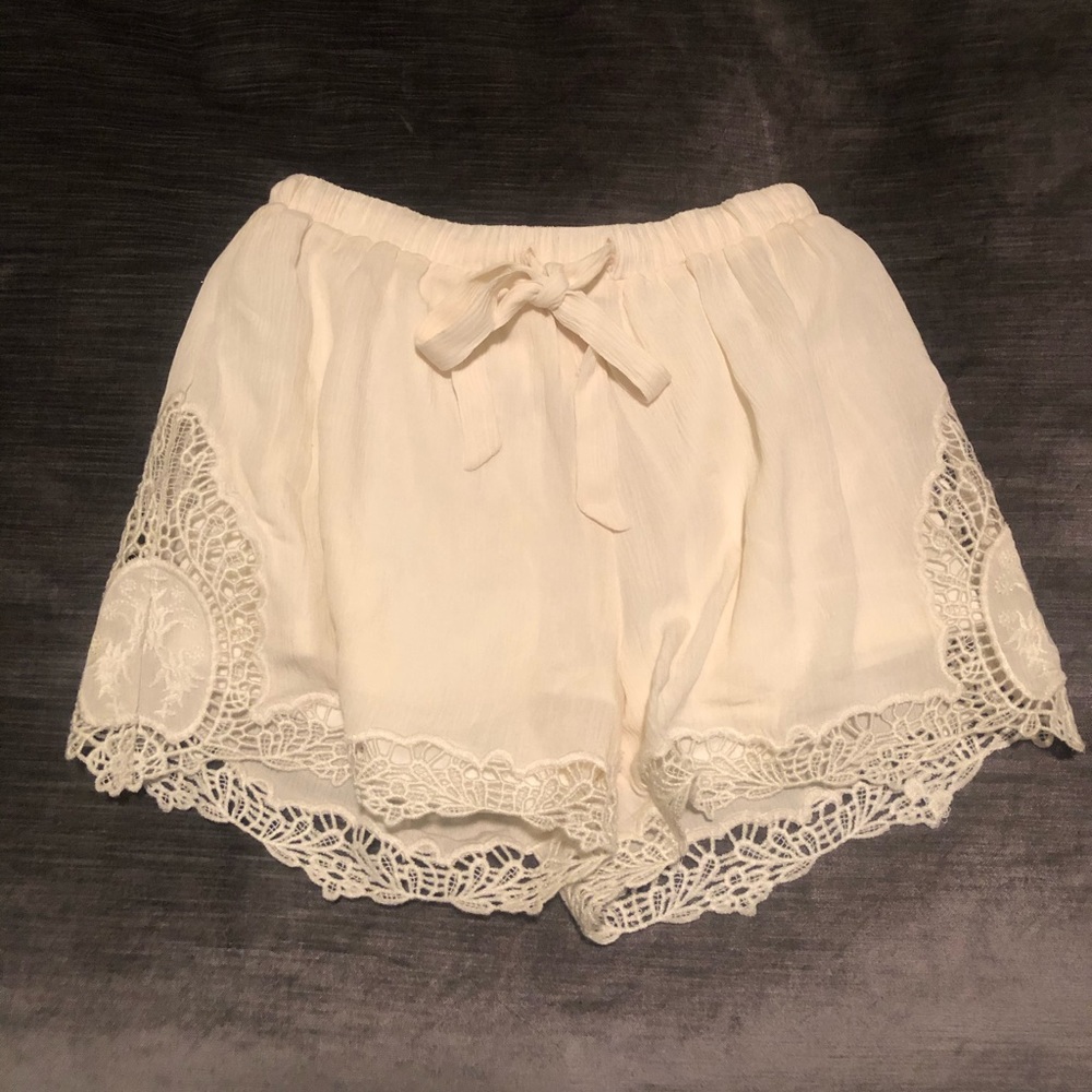 NWT Ivory Crochet Shorts